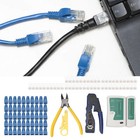 Network Cable Tester Rj45 Crimper Crimping Tool Kit Wire Stripper W  50x Pass Th