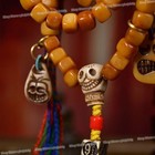 Tibetan 108 Carved Mala - Square Beads W  Accent