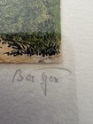 Vintage Japanese Wood Block Print On Rice Paper Signed Bergen Framed 7 5   x 14 5   