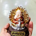 Pidta Closed Eye Buddha Kb Ariyachat Peacock Wealth Rich Gold Thai Amulet  17063