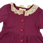 Vintage Girls Dress Size 2t   1990s Lace Peter Pan Collar Rosette Frock Ribbed
