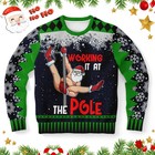 Funny Santa Pole Dancing Ugly Christmas Sweatshirt Tacky Xmas Humor  Dirty Adult