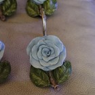 10 Blue Rose Shower Curtain Hooks
