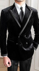 Black Velvet Men s Suits Peak Lapel Double Breasted Party Wedding Groom Tuxedo