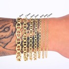 10k Yellow Gold Solid 2mm-9mm Mariner Anchor Link Chain Men Women Bracelet 7 -9 