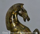 9 6  Old Chinese Bronze Ware Inlay Gilt Fengshui 12 Zodiac Year Horse Statue