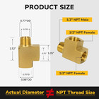 Tee 1 2  Npt Female    1 2  Npt Male    1 2  Npt Female  Brass Pipe Fitting  Barst
