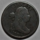 1804 Draped Bust Half Cent - Plain 4 stemless - Us 1 2c Copper Coin