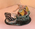 Antique Chinese Qing Famille Rose Mussell And Heron Diorama Hp Porcelain Statue