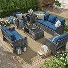 7pcs Patio Wicker Conversation Set With 2 Tables Outdoor Furniture For Garden