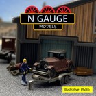 Painted - 1 148  N Scale Gauge Car   Auto Trailer   garage Boat Shed 1 160 