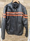 Vintage Harley Davidson Leather Motorcycle Jacket Mens Large Orange Stripe Biker