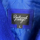 Reclaimed Vintage Woman s Suede Bomber Jacket L Royal Blue Quilt Lined Defect