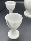 Vintage Gray Marble Decanter Set  And 4 Goblet Shot Glasses 