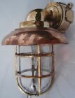 Solid Brass Ship Light With Copper Shade Wired And Ready For Installation