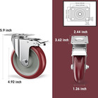 5 Inch Heavy Duty Casters Wheels Set Of 16 Swivel Locking Plate Mount 1400lb