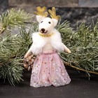 Felt Holiday Deer Pink Dress Fur Coat Critter Ornament Gift Christmas Mouse