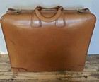 Vtg 1940-50s Cowhide Leather Wings Suitcase Flight Luggage Carry-on 22   x 19   x 6   
