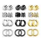 Stainless Steel Hoop Earrings Set - 3-8 Pairs Small Huggie Hinged For Men   Wome
