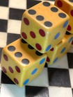 Vintage Crisloid Butterscotch Bakelite Michigan Red Eye 5 Dice Large Set 010526 