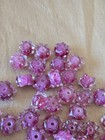 Handmade Lampwork Glass Bumpy Round Beads  Pink clear  15mm  