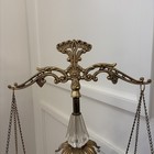 Vintage Crystal Scales Of Justice Large 25  Tall Brass Crystal Regency See Flaw