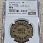 J e Ballard General Merchandise Good For  1 Brass Merchant Trade Token Ngc Xf 45