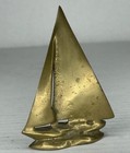 Vintage Brass Sailboat Nautical Collectible Ship Sculpture Sail Boat 4 25   