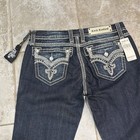 Nwt Rock And Revival Darcy Easy Boot Bling Dark Wash Jean Embellished