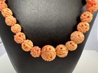 Vintage Carved Graduated Bead Necklace 26 