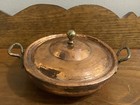 Vintage Hammered Copper Pot With Lid Brass Handle 6 75  Diameter  2 5  Tall