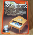 Vintage Mini Baby Piano Natural Wood 10 Key  Beilei Shanghai China  Orange  New