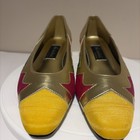 Vtg Colorful Geometric Flats Shoes Size 8 Metallic Trim Dopamine Ooak Artsy Nwob