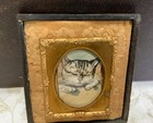 Vintage Antique Victorian Trade Card Ephemera Framed  Union Case  Kitty Cat