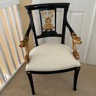 Vintage Dragon Armchairs Black Gold Empire Revival Neoclassical 37   - Set Of 2
