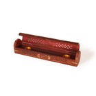 Incense Burner - Wooden Box With Storage - 5 Panel Jali   Flowers