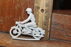Vintage Marx Desert Fox German Gray Plastic Toy Soldier On Motorcycle
