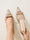 Women s Pointed Toe Flats Bow Polka Dot Mesh Shoes Elegant Wedding Work Casual