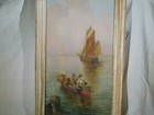 Antique C1895 Original Oil On Canvas Seascape Nautical Scene Framed