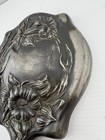 Vintage Art Nouveau Vanity Hand Mirror Floral Repousse Foxed Glass