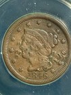 1846 Braided Hair Large Cent Anacs Vf 20 Tall Date Details Damaged Cleaned