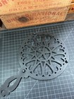 Vintage Jumbo Tulip Cast Iron Trivet 12    Antique Floral Kitchen 3 Footed
