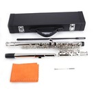 Nickel Plated School Band Student 16 Hole C Flute Silver Set W  Case Gloves