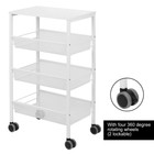 4 Tiers Rolling Kitchen Island Cart W storage Basket Utility Serving Cart White