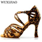 Classic Latin Dance Shoes Leopard Satin Dance High Heel Sasha Tango Footwear