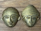 Lot Of 6 Vtg Africa Ghana Akan Asante Ashanti Brass Masks