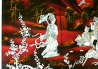 Vintage Asian Mother Of Pearl 4 Panel Wall Art 23  X  46 