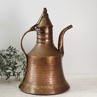 Antique Arabic Turkish Hammered Etched Copper Dallah Coffee Pot 14 25 