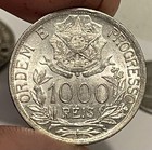 1913 Brazil 1000 Reis In Uncirculated Condition  Interrupted Stars 