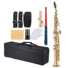 Bb Soprano Saxophone Straight Gold Laquer Sax Instruments For Beginners Students